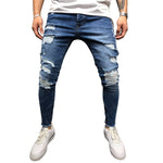 2019 Fashion Ripped Jeans Men Pants Skinny Slim Straight Denim Men Jeans With Zipper Bottom New Stylish Pencil Pants Men Clothes - webtekdev