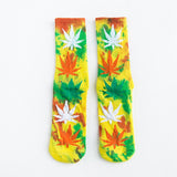 New Personality Printing White Maple Leaves Men Colorful Cotton Socks Hip Hop Street Skater Sock Male Autumn Winter - webtekdev