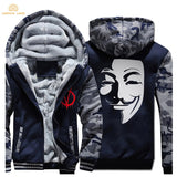 V for Vendetta Mask Guy Fawkes Fashion Hoodies Mens 2020 Winter Fleece Plus Size Sweatshirt Men Thicken Men's Coat Casual Jacket - webtekdev