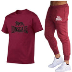 2020 Hot-Selling Summer T-shirt+Pants Set Casual Lonsdale Brand Fitness Jogger Pants T shirt Hip Hop Fashion Men's Tracksuits - webtekdev