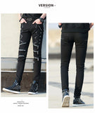 Idopy Fashion Slim Fit Pants Punk Style Black Patchwork Leather Zippers Dance Night Club Gothic Cool Jeans Trousers For Men - webtekdev