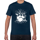 Drums tree funny TShirt men cool Man Drummer loose cotton Vintage Graphic Music Novelty streetwear men t shirt men homme clothes - webtekdev