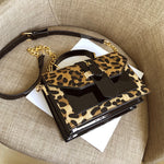 2019 women's leopard PU leather shoulder bags lady solid black and burgundy crossbody chain handbags girl fashion sling bags - webtekdev