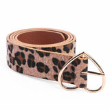 New Leopard Print Women Waistband PU Leather Fashion Metal Heart Pin Buckle Belt Women Waist Belts Heart Pin Buckle Belt - webtekdev
