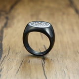 GODS EYE SIGNET RING FOR MEN STAINLESS STEEL BLACK EGYPTIAN EYE OF GOD HORUS UDJAT ILLUMINATI TRIQUETRA RING - webtekdev