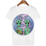 2020 New Women Cute Tee Tops Short Sleeve T Shirt Funny Alien Printing Tee Shirt Fashion Casual T-Shirt Dropship - webtekdev