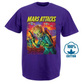 Mars Attacks Movie Mens T Shirt Attacking Alien With A Saucer Filled Sky - webtekdev