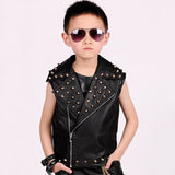 Boys Hip Hop Costume Black Jacket Studded Vest Coat Jazz Dance Performance Wear Street Dancing Clothes Kids Stage Outfit DN5140 - webtekdev