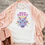 HAHAYULE-JBH Hail Satan Pastel Goth T-shirt Aesthetic Clothing Soft Grunge Top Goat Graphic Tee Pentagram Tshirt Witch Gifts - webtekdev