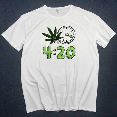 2019 Men tshirts Print Weed 420 it's Time Fashion T-shirt Short Sleeve O-Neck Summer Unisex Casual Fashion White T shirts hiphop - webtekdev