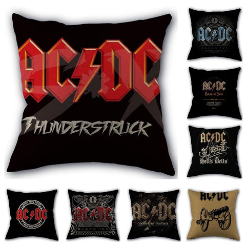 Custom ACDC Band Pillowcase Cotton Linen Fabric Home Textile Square Pillowcase 45X45cm Wedding Decorative No Fade - webtekdev