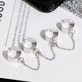 Reto Punk Cool Hip Pop Multi-layer Adjustable Chain Four Fingers Open Silver Alloy Women Rotate Rings for Women Party Gift Jewel - webtekdev