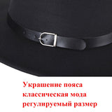 Fedora Hat Men Women Imitation Woolen Winter Women Felt Hats Men Fashion Black Top Jazz Hat Fedoras Chapeau Sombrero Mujer 2019 - webtekdev