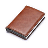 BISI GORO 2020 Credit Card Holder Men And Women Metal RFID Vintage Aluminium Box Crazy Horse PU Leather Fashion Card Wallet - webtekdev