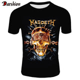 Retro Men 3D Skull T Shirt Punk Black T-Shirt Casual Men's Tshirt Magdeth Skull Print Heavy Metal Hip Hop Rock Summer Style Tee - webtekdev