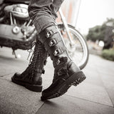 Men's Leather Motorcycle Boots Long riding boots Military Combat Boots Gothic Punk Boots Men Shoes Tactical Army Boot - webtekdev