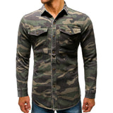 Denim Shirt Men 2019 Fashion Camouflage Jean Long Sleeve Casual Shirts High Grade Hip Hop Streetwear Sportswear Overalls Outwear - webtekdev