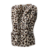 Fashion Women Hooded Sleeveless Vest 2019 Autumn and Winter Leopard Print Pockets Warm Faux Fur Vest - webtekdev