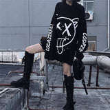 Cool Women Fashion korean oversized long sleeve t shirt hip hop punk streetwear girls tees Autumn Black Loose T Shirt Females - webtekdev