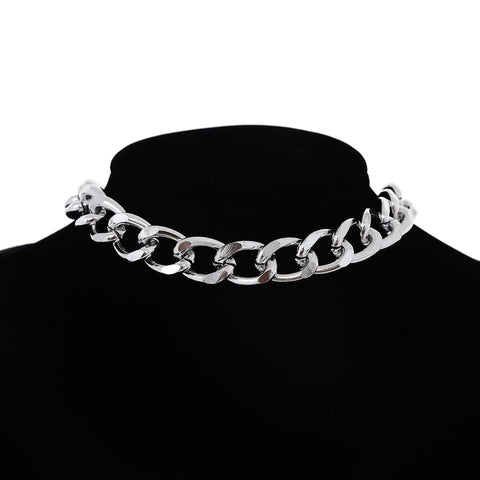 Silver color chunky chain choker necklace women goth fashion necklace punk Collar Statement collier femme trendy fashion jewelry - webtekdev