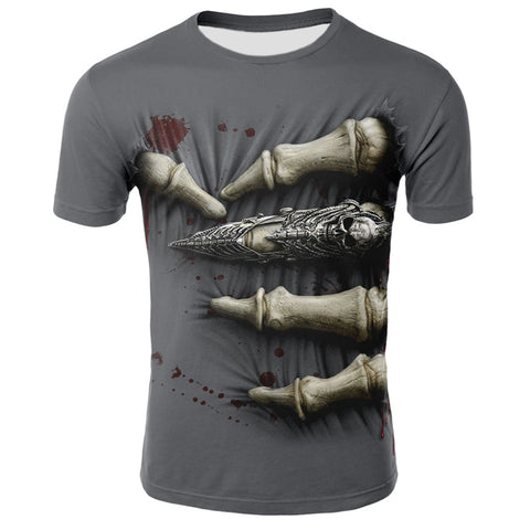 Hip Hop Male Tshirt Grim Reaper Finger Short Sleeve Casual O Neck Summer Tops Cool Skull Print T-shirt for Men - webtekdev