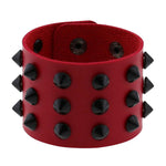 Black Spiked Rivets Stud Wide Cuff Leather Punk Gothic Rock Unisex Bangle Harness Wristband Bracelets for Women Men Emo Jewelry - webtekdev