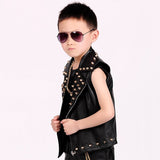 Boys Hip Hop Costume Black Jacket Studded Vest Coat Jazz Dance Performance Wear Street Dancing Clothes Kids Stage Outfit DN5140 - webtekdev