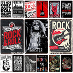 Rock&Roll Metal Sign Plaque Metal Vintage Pub Bar Decor Tin Sign Plate Poster Home Decor Art Painting Wall Sticker - webtekdev