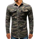 Denim Shirt Men 2019 Fashion Camouflage Jean Long Sleeve Casual Shirts High Grade Hip Hop Streetwear Sportswear Overalls Outwear - webtekdev