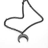 316L Stainless Steel Black Moon Necklace Simple Punk Horn Crescent Link Chain Necklaces For Women Men Pub Jewelry Christmas Gift - webtekdev