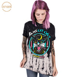 ISTider Summer New Black Cat Cult T Shirts Women Black Cat Printing Hip Hop Streerwear Short Sleeve Loose Women Tops T-Shirt - webtekdev