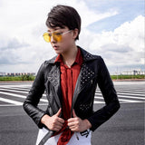 Fashion brand Punk style rivet beading pu leather jacket female street Eco-friendly washed  leather jacket F1085 dropship - webtekdev