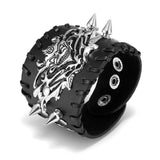 Ayliss 1pc Hot Style Punk Pu Leather Skull Design Bracelet Wristband Adjustable Size 6.5 to 8 Inches Men's Cool Bracelet Jewelry (as picture Black) - webtekdev