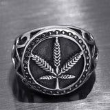 1PC Punk Gothic Hollow Design Round Maple Leaf Signet Rings Vintage Hemp Leaf Finger Men's Rings Male Fashion Vintage Jewelry - webtekdev