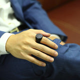 GODS EYE SIGNET RING FOR MEN STAINLESS STEEL BLACK EGYPTIAN EYE OF GOD HORUS UDJAT ILLUMINATI TRIQUETRA RING - webtekdev