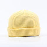 Brimless Hats Hip Hop Beanie Skullcap Street Knitted Hat Women Men Acrylic Unisex Casual Solid Pumpkin Portable Melon Cap - webtekdev