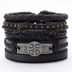 Black Taichi  Feather Men Bracelets 5pcs/set Wristband Fashion Rope Wrap Cuff Bangle Leather Bracelets Women Jewelry Accessories - webtekdev