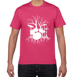Drums tree funny TShirt men cool Man Drummer loose cotton Vintage Graphic Music Novelty streetwear men t shirt men homme clothes - webtekdev