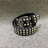 Idopy Men`s Punk Studded Genuine Leather Belt Black Party Cosplay Costume Rivet Real Leather Belt Waistband For Male - webtekdev