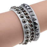 Multilayers Rock Spikes Rivet Chains Gothic Punk Wide Cuff Leather Bracelet Bangle Fashion Men Bracelets Jewelry - webtekdev