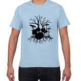 Drums tree funny TShirt men cool Man Drummer loose cotton Vintage Graphic Music Novelty streetwear men t shirt men homme clothes - webtekdev