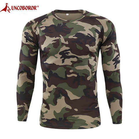 Men's Quick Dry Tactical Camouflage T-shirt Breathable Casual O-Neck Long Sleeve Shirt Combat Camo Army T Shirts Military Tops - webtekdev
