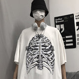 Black White Skull Cool Print Woman T-shirts 2020 Summer Unisex Man O Neck Hip-pop Punk Basic T-Shirt High Street Rock Casual Top - webtekdev
