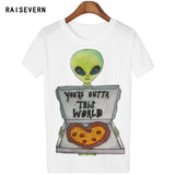 2020 New Women Cute Tee Tops Short Sleeve T Shirt Funny Alien Printing Tee Shirt Fashion Casual T-Shirt Dropship - webtekdev