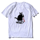 Cat What T Shirt Murderous Cat With Knife Funny Halloween Gift T Shirt Unisex Cotton T shirts for men and women - webtekdev