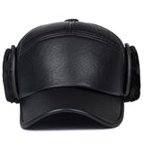 New fashion Men Leather Trapper Hat Baseball Cap Outdoors Hunting Aviator Ear Flap Winter Men Women Caps Casual Visor Adjustable - webtekdev