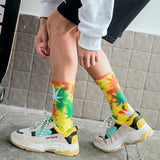 New Personality Printing White Maple Leaves Men Colorful Cotton Socks Hip Hop Street Skater Sock Male Autumn Winter - webtekdev