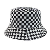 FOXMOTHER New Black White Plaid Check Bucket Hats Fishing Caps Women Mens - webtekdev