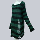 Plus size Gothic Sweater Women Loose Befree Winter Long Pullover Striped Hole Rock Hip-pop Sweaters Knit Jumpers Sweter Mujer - webtekdev
