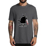 Cat What T Shirt Murderous Cat With Knife Funny Halloween Gift T Shirt Unisex Cotton T shirts for men and women - webtekdev